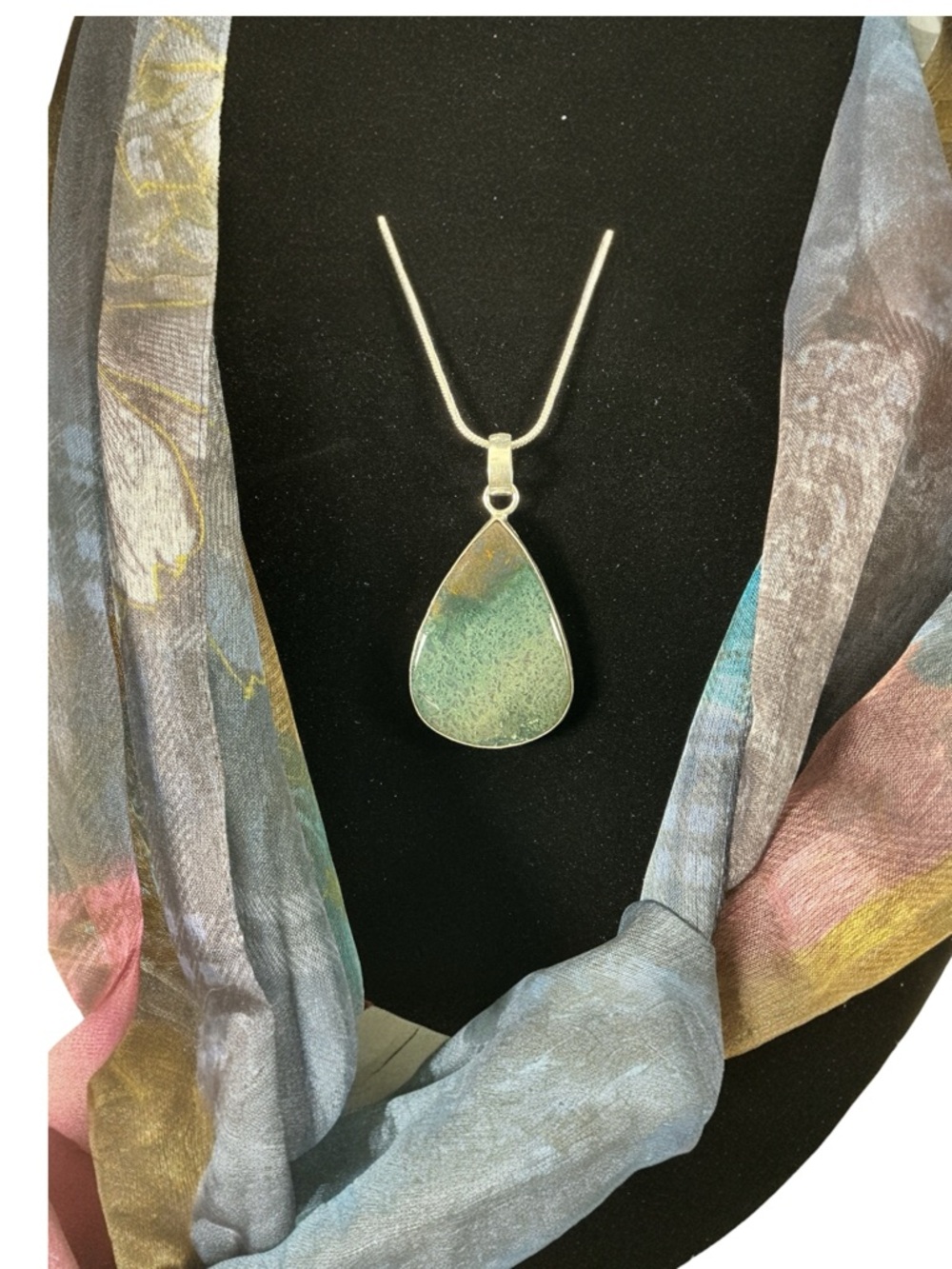 Agate Stone Necklace Moss Agate with 22" Chain